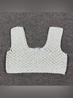 Vintage Cream Ivory Crochet Crop Top Bralette Women’s One Size Festival Boho Y2K